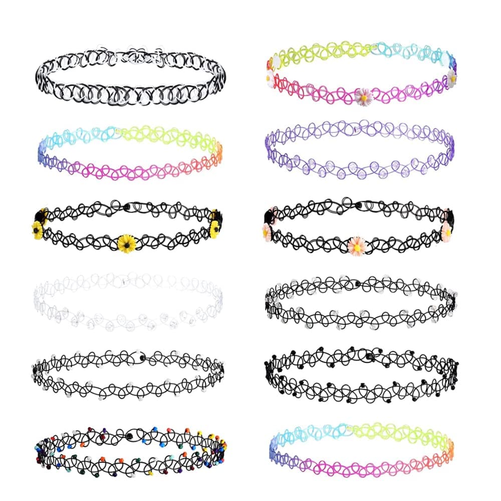 LICQIC 90s Choker Necklace Kit, Tattoo Choker Necklace, Elastic Stretchable Neon Chokers, Gothic Tattoo Choker Chain Jewelry for Women Girls — view 8