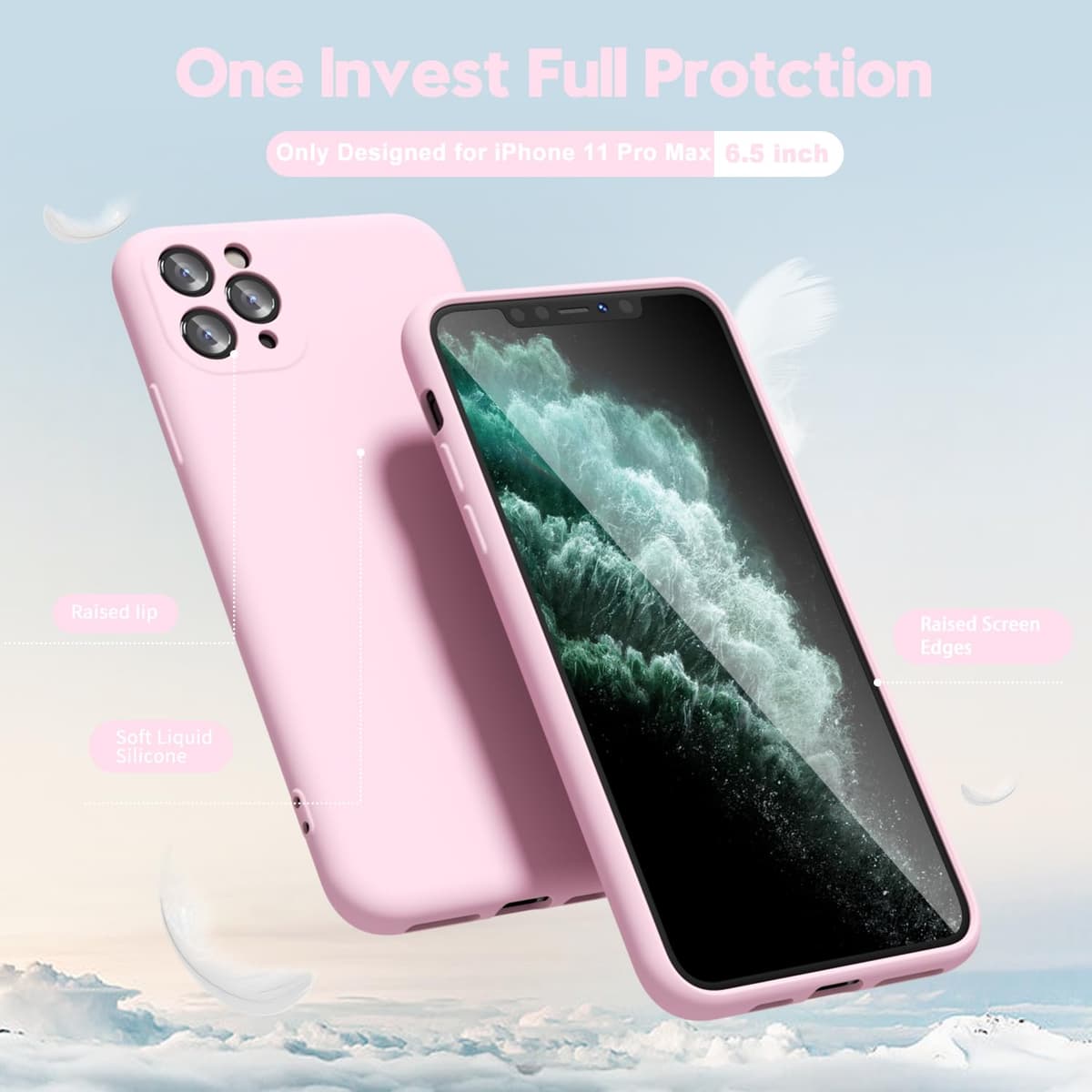 oakxco for iPhone 17 Pro Max Phone Case Liquid Silicone, Cute Thin Slim Grip Soft Rubber Gel for Women Men, Smooth Matte TPU Plain Solid Color Girly Simple Case with Camera Cover, Light Pink — view 884