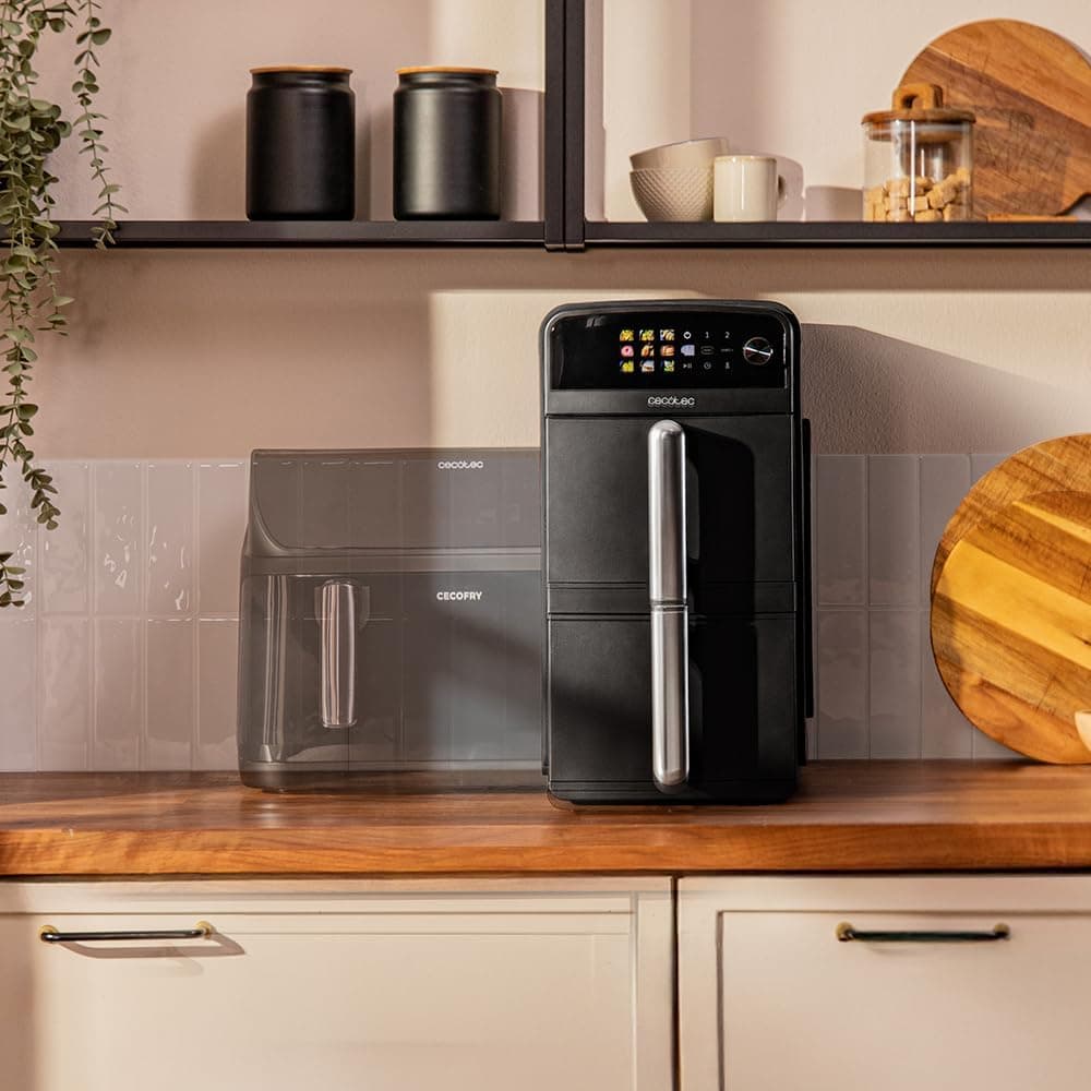 Cecotec Freidora de Aire de 10L con Cubetas Superpuestas Cecofry DuoLevel 10000. 2400W, Cubetas de 5L, Control Táctil, 6 Programas Preconfigurados para una Cocción Rápida y Saludable 10L | DuoLevel 10000 | 2 Cubetas 5L — view 2