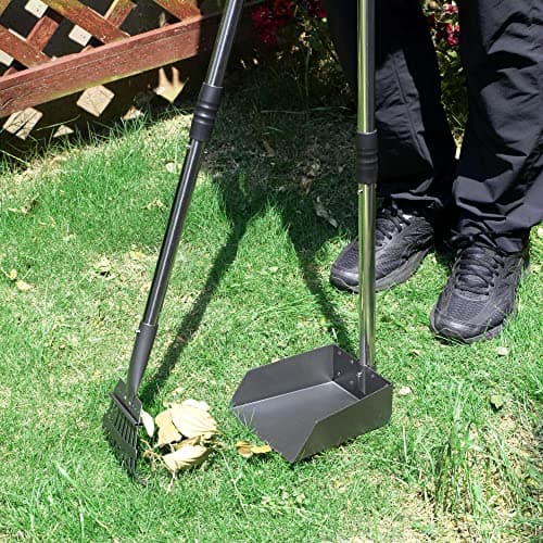 Heeyoo Dog Pooper Scooper, Dog Poop Tray and Rake Set, Pet Waste Removal Scoop with Long Adjustable Sectional Stainless Handles — view 6