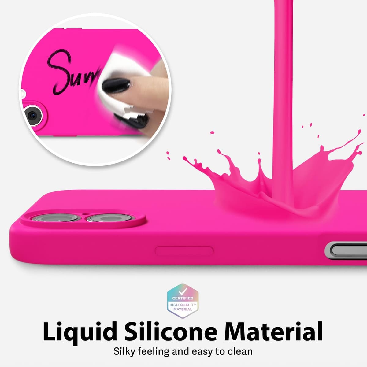 oakxco for iPhone 17 Pro Max Phone Case Liquid Silicone, Cute Thin Slim Grip Soft Rubber Gel for Women Men, Smooth Matte TPU Plain Solid Color Girly Simple Case with Camera Cover, Light Pink — view 372
