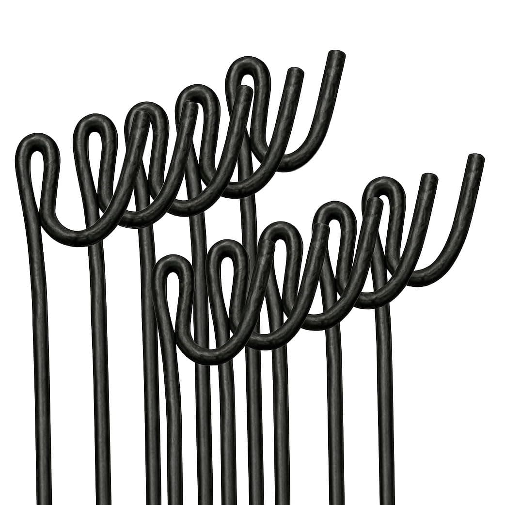 Fencing Pins 125cm – Pack of 10 – Standard, Black Coated, Galvanised, Ribbed, Ribbed Galvanised – Heavy Duty Temporary Fence Posts (Black Coated)
