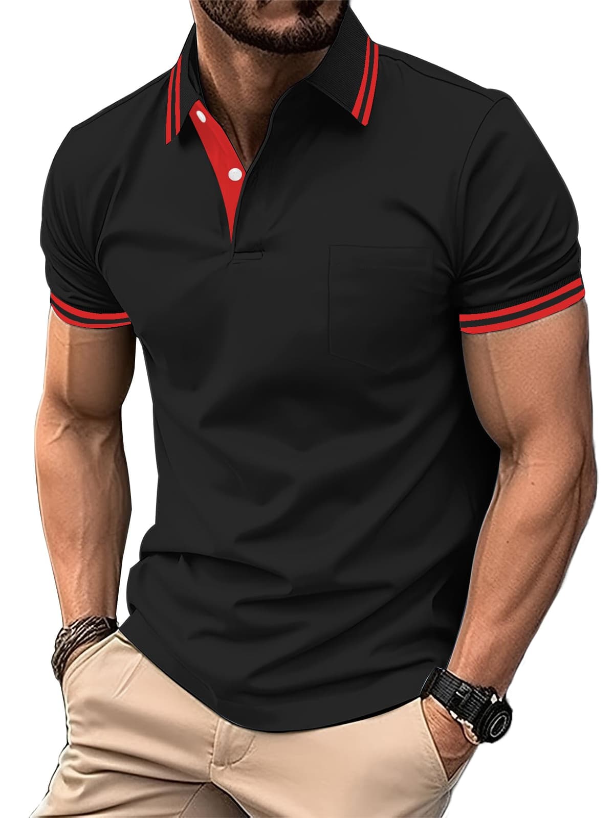 zitysport Polo Hombre Manga con Bolsillo en el Pecho Golf Polo Transpirable de Secado Rápido Poloshirt Deporte Hombre Slim Fit Tshirt Verano Camisa Hombre — view 17