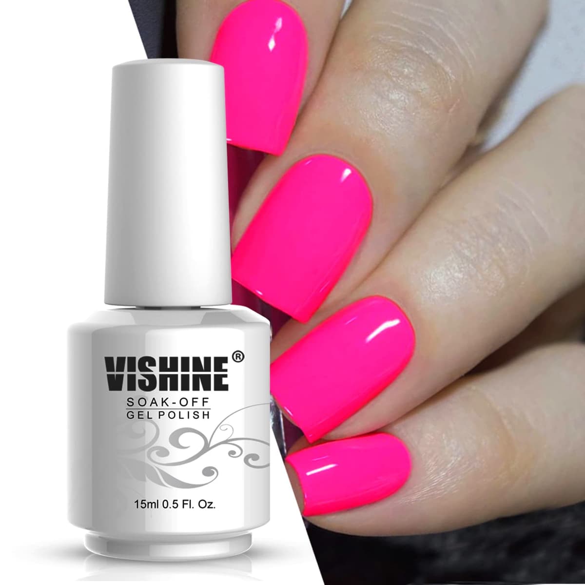 Vishine 15ml Semipermanente Esmalte de uñas en gel Soak-off UV LED Manicure Barniz Geles DIY Salon Neon Pink # 2039 — view 7