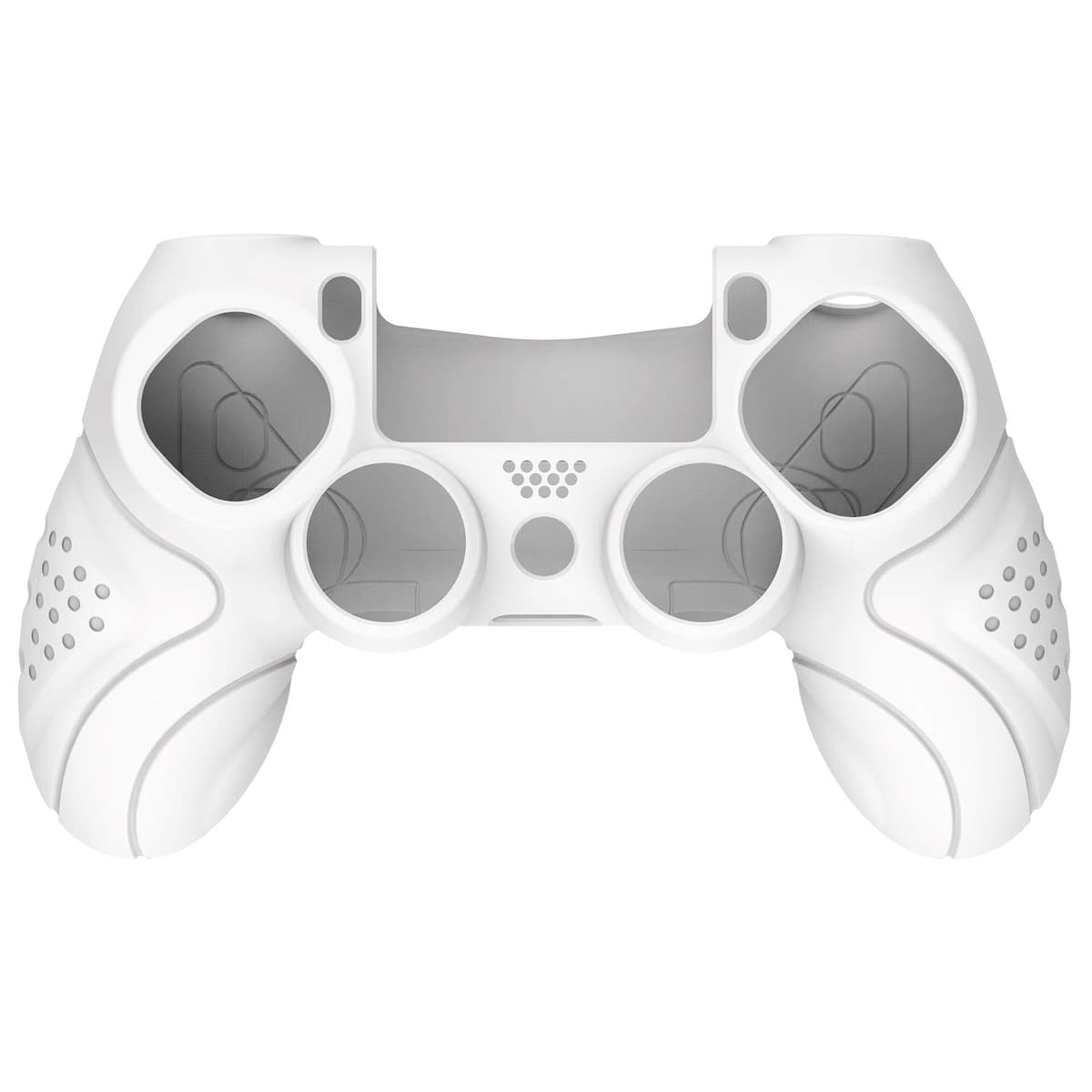 PlayVital Guardian Edition White Ergonomic Soft Anti-Slip Controller Silicone Case Cover for ps4, Rubber Protector with White Joystick Caps for ps4 Slim /for ps4 Pro Controller — view 2