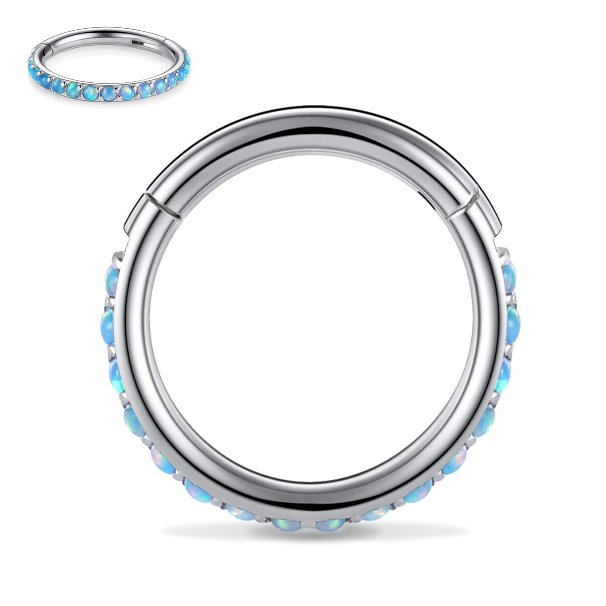 hengkaixuan CZ/Opal Nose Rings Conch Jewellery Septum Clicker 316L Surgical Steel Segment Ring Helix Cartilage Earrings Hoop Daith Tragus Rook Piercing Jewellery — view 79