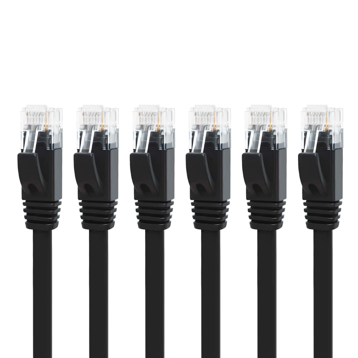 Yauhody CAT 6 Ethernet Cable 0.5m Black 6Pack Network Cable High Speed CAT6 Ethernet Patch Leads 0.5m Lan Cable CAT6 Gigabit Internet LAN Patch Cable for TV Gaming Router(6Pack Black)