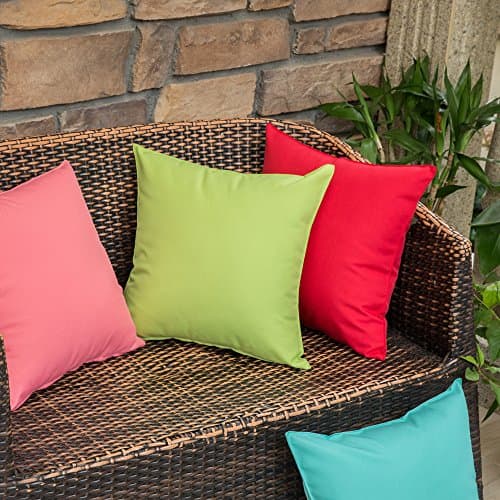MIULEE Pack of 4 Decorative Outdoor Waterproof Pillow Cover Square Garden Cushion Case PU Coating Throw Pillow Cover Shell for Tent Park Couch 18x18 Inch Red — view 4