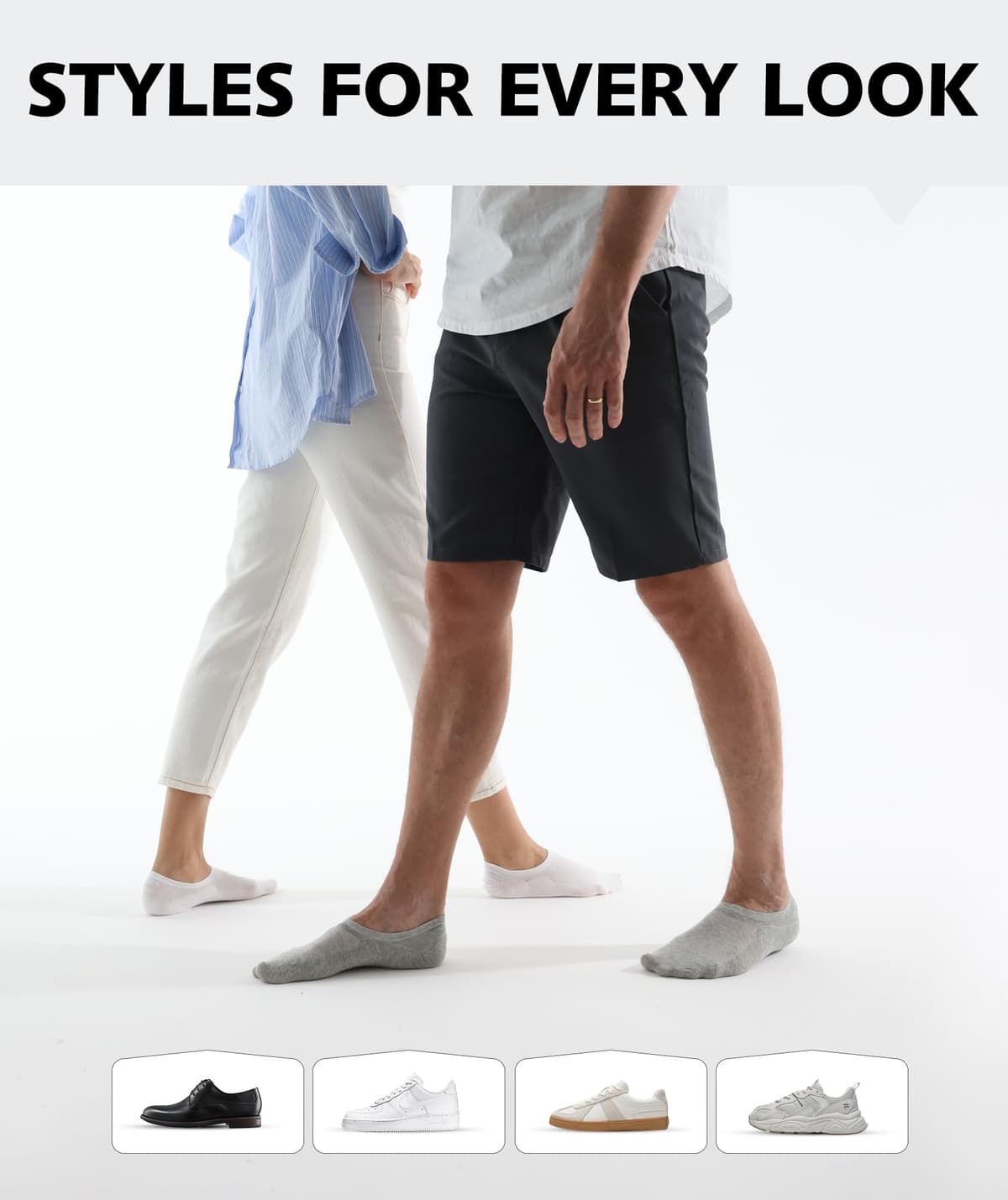 CLOSEMATE 6 Pares Calcetines Invisibles Pinkies Hombre Mujer Verano Tobilleros de Algodón Transpirables Cortos Antideslizantes Silicona Bajos Blancos Negros Gris — view 6