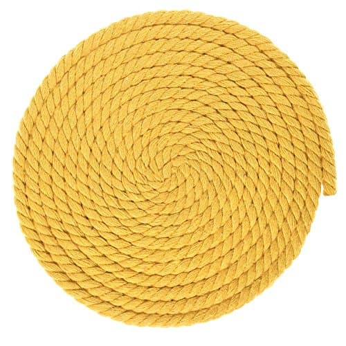 Super Soft 3 Strand Twisted Cotton Rope (Gold, 1/4 Inch x 10 Feet)