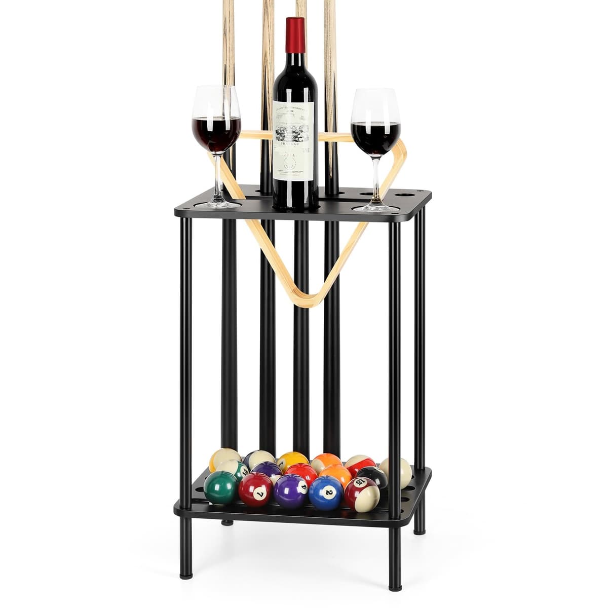 smusei Soporte para palos de piscina, soporte para tacos de piscina, soporte para palos de billar, accesorios para mesa de billar, sala de juegos, club, capacidad para 6 tacos, color negro