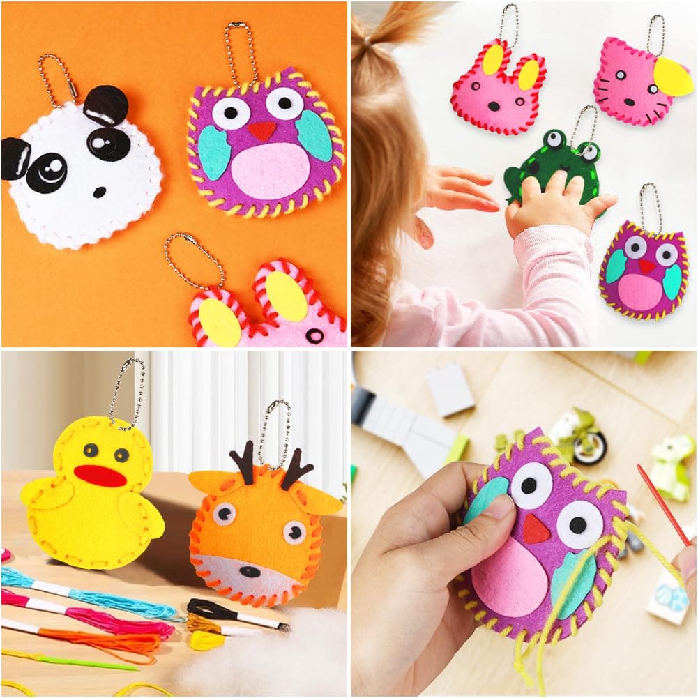 Vicloon First Sewing Kit for Kids, 12-Piece Cute Animal Keychain Sewing Craft Kits, Fun Sewing DIY Kits, Introduction to Sewing Kit for Kids Age 5-12 Learn to Sew Arts and Crafts — view 7