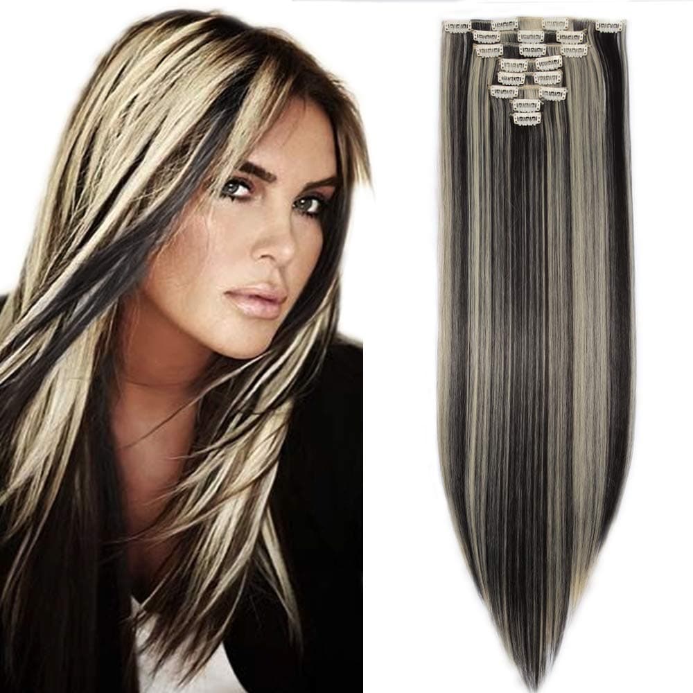 24"(60cm) SEGO Extensiones de Cabello Clip de Pelo Sintético Se Ve Natural 8 PCS [Sandy Rubio mezcla Blanqueador Rubio] Rizado Ondulado Largo Postizos Pelucas (140g) — view 35