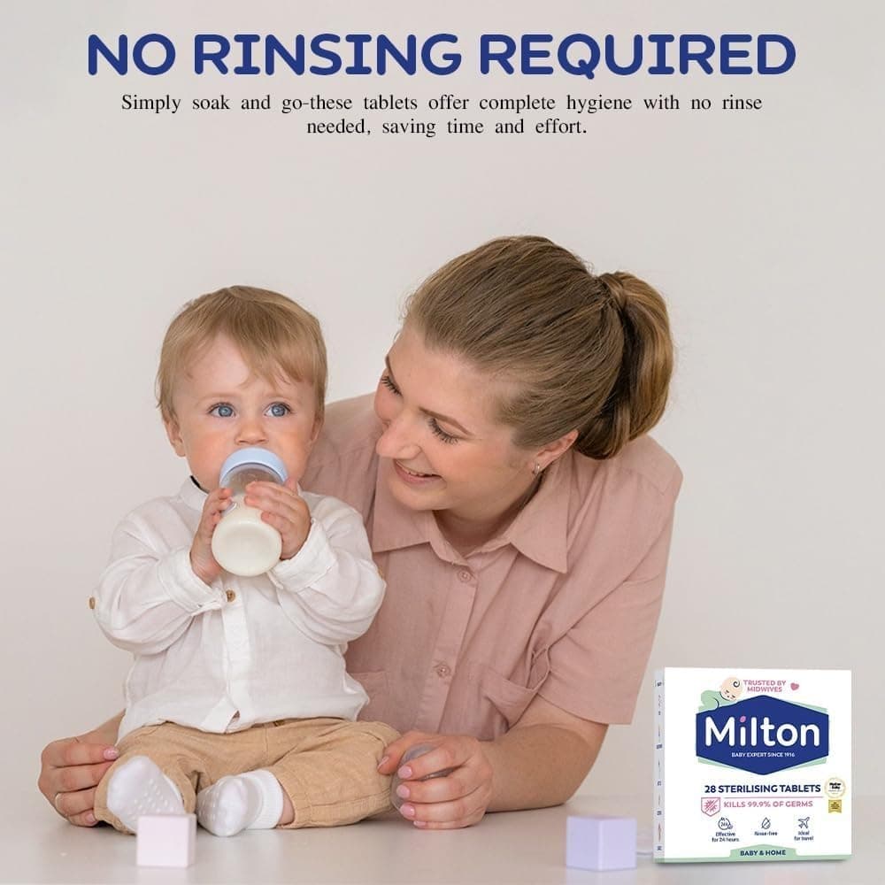 Milton Sterilising Tablets - 28 Tablets for Cleaning Baby Bottles, Breastfeeding Accessories & Equipment - Rinse-Free, Travel-Friendly & Household Hygiene Solution - for Home or On-The-Go Use — view 4