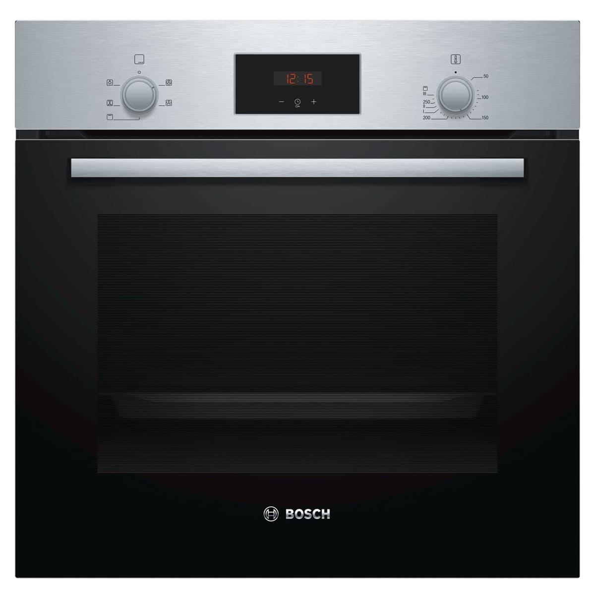 Bosch Serie 2 HHF113BR0B Stainless Steel Single Electric Oven with A Energy Efficiency, 66 Litre Capacity, Electronic Clock Timer And Enamel Interior — view 3