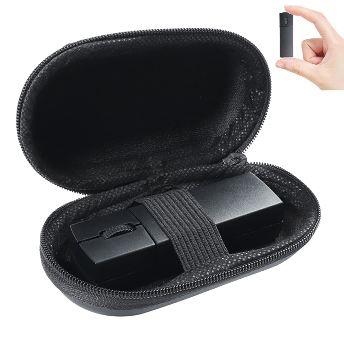 elec Space Wireless Mini Finger Mouse - Silent Dual-Mode Bluetooth & 2.4GHz, Ergonomic Portable PC Mice with Case, Compatible with MacBook and Chromebook Black