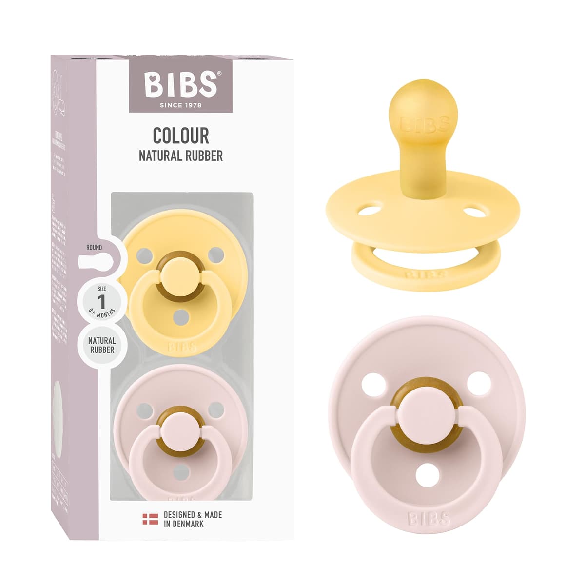 BIBS Colour Soother 2-Pack, BPA Free Dummy Pacifier, Round Nipple. Natural Rubber Latex, Size 2 (6-18 Months), Sky Blue/Steel Blue — view 71