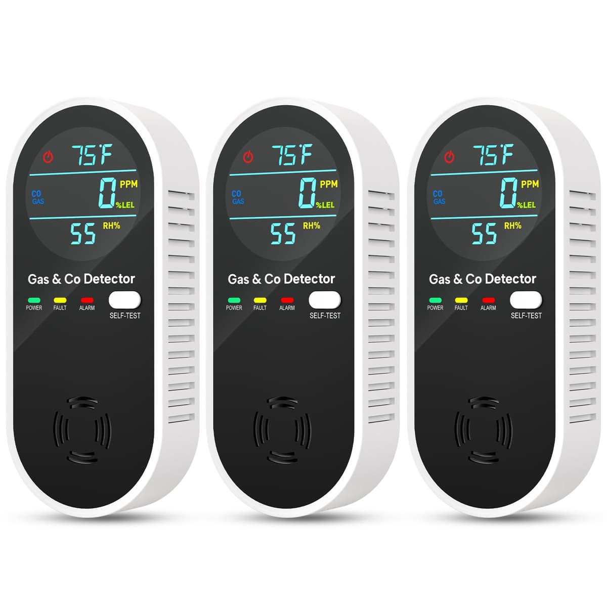 NICGOL 4 in 1 Upgraded Natural Gas Leak Detector and Carbon Monoxide Detectors, Dual Sensor Gas Leak Detector & Carbon Monoxide Detectors Plug in (Temperature & Humidity) for Home, RV (Black) — view 7
