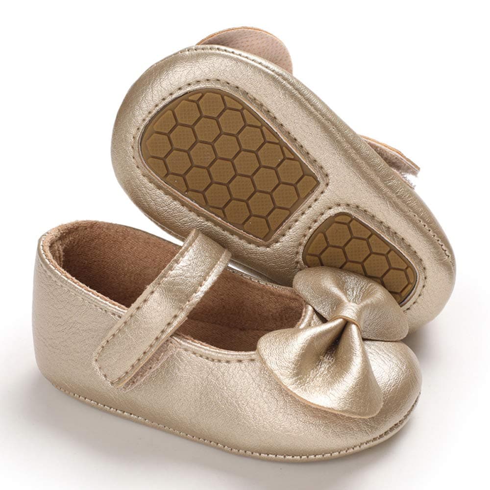 LACOFIA Baby Girls Anti-Slip First Walking Shoes Infant Bowknot Mary Jane Princess Party Shoes Prewalkers — view 2