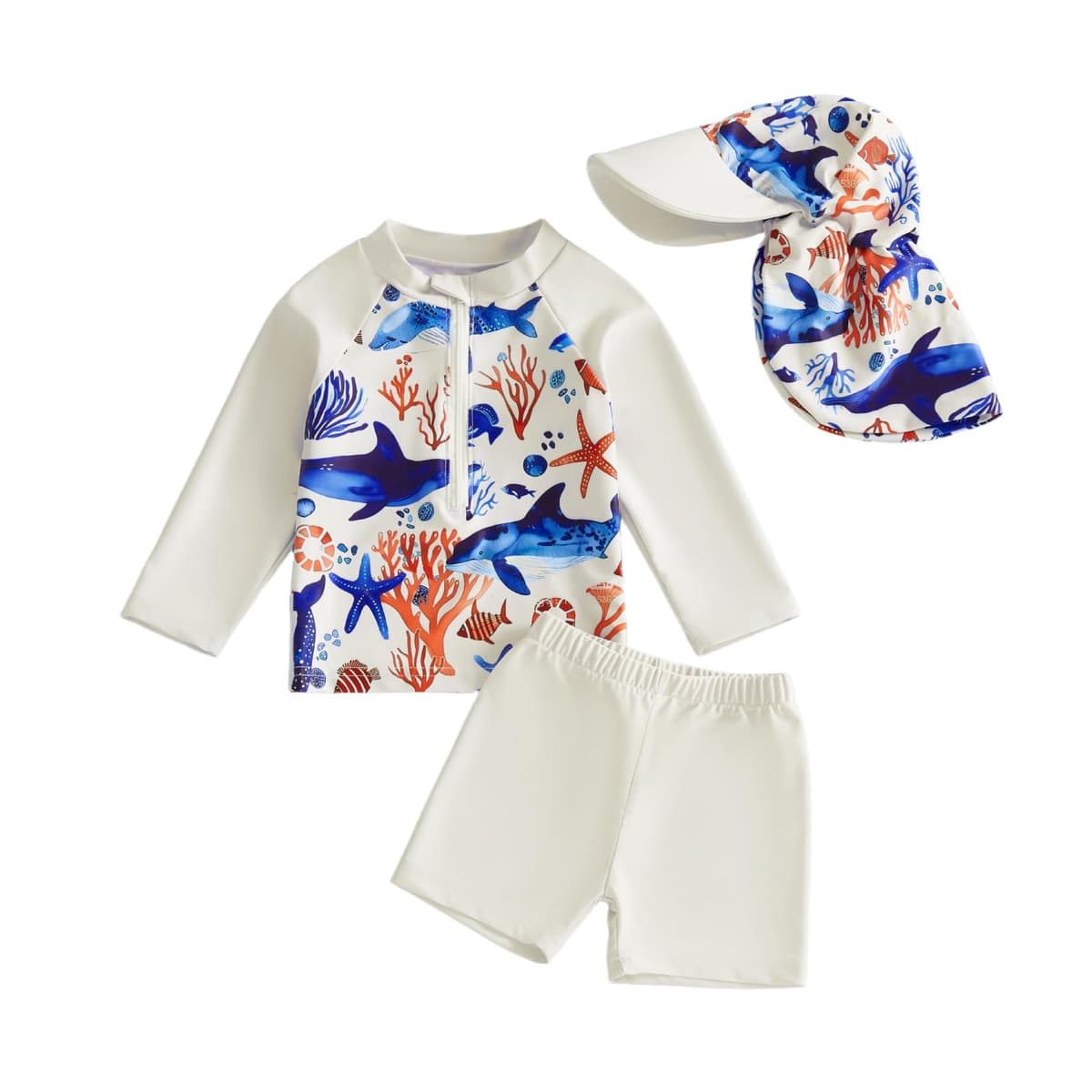 Traje Baño Manga Larga con Protección contra Erupciones para Bebé Niño Pequeño con Sombrero para el Sol Traje baño de Uso Profesional — view 6