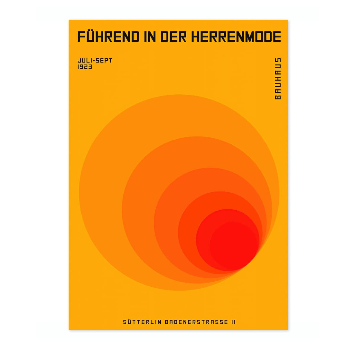 Orange Circles Poster, Bauhaus Print, Framed Abstract Art, Mid-Century Wall Art, Modern Home Decor, Gift Idea, Archival Matte, A2 (Print Only) - 59.4x42cm