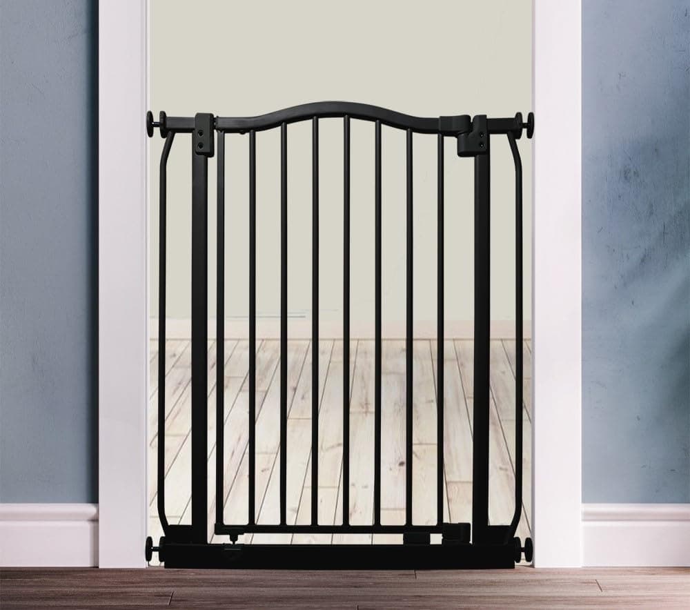 Safetots Curved Top Safety Gate, 80cm - 89cm, Matt Black, Pressure Fit Stair Gate, Baby Gate for Doors Hallways and Spaces, Safety Barrier, Easy Installation — view 2