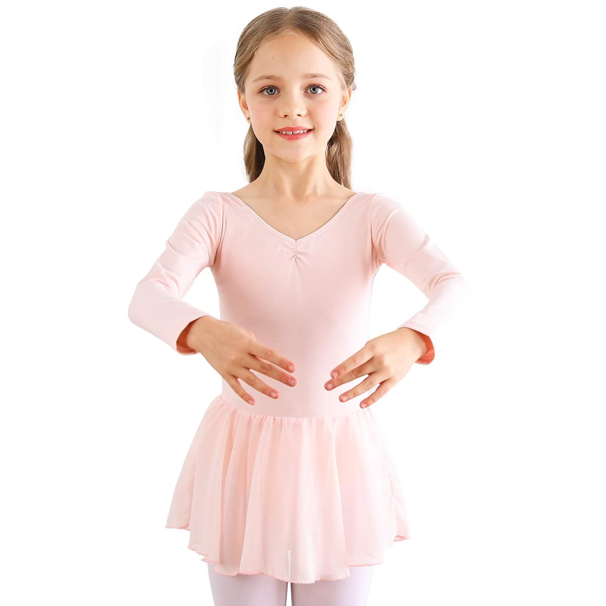 Bezioner Vestido de Ballet Maillot de Danza Manga Larga Gimnasia Leotardo Algodón Body Clásico para Niña — view 16