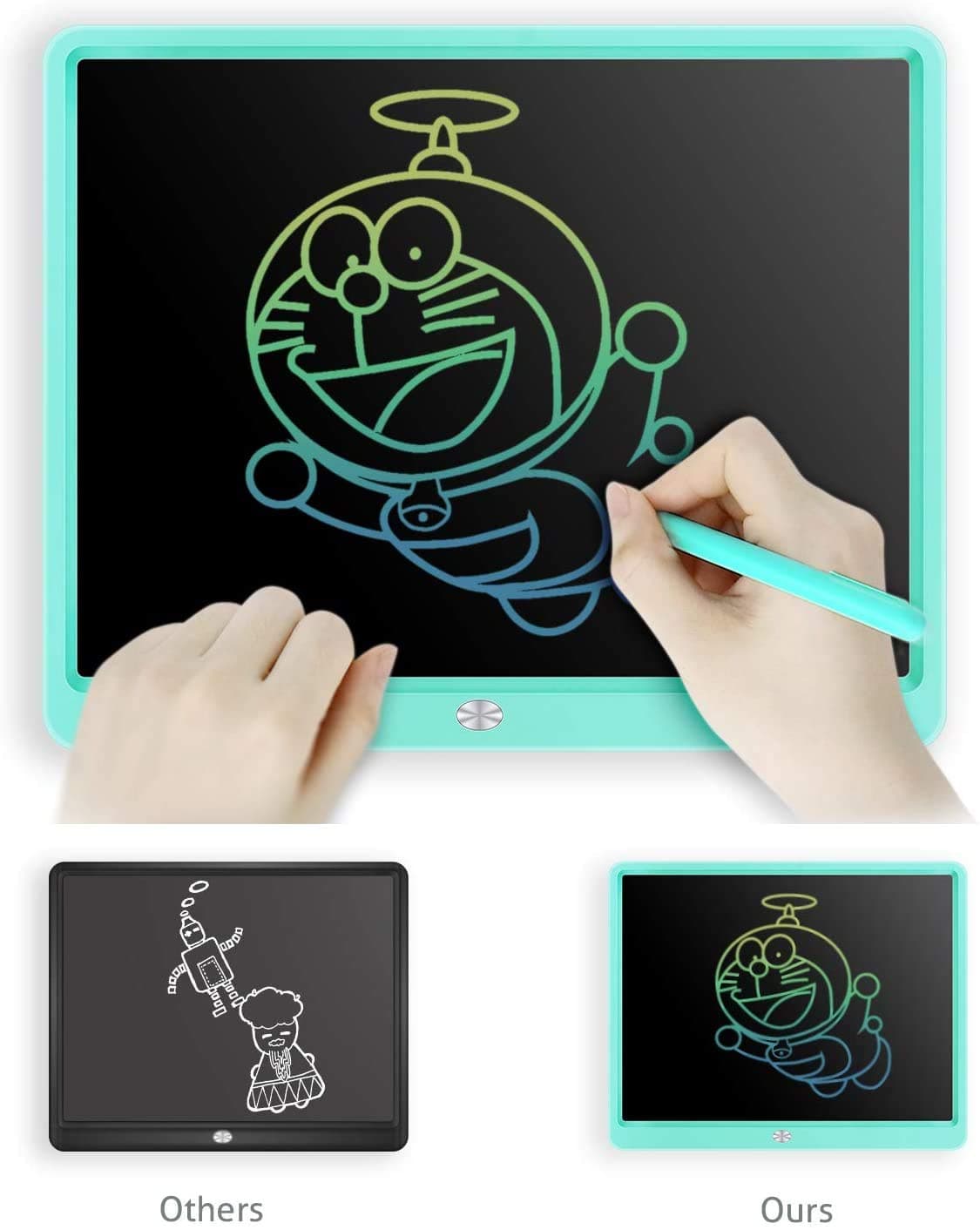 LCD Writing Tablet, Extra Large 15 Inch, Colorful, Erasable Electronic Digital Drawing Pad Doodle Board, Gift for Kids Adults Home School Office (Blue) — view 5