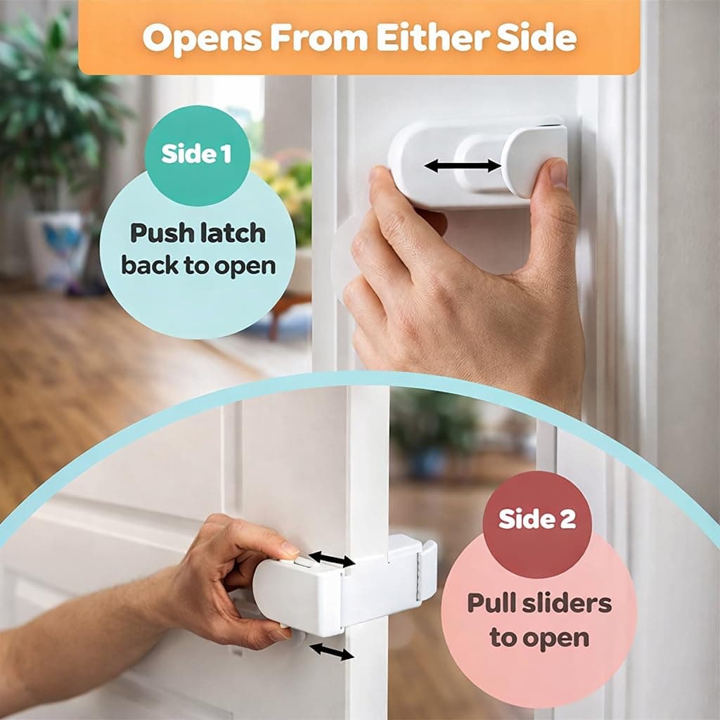 2PCS The Door Lock Can't Reach or Defeat - No Tools or Adhesives Required, Simple Install Safety Lock, Interior Doors Safety Supplies for All Proof Door Lock (2/Set) — view 5