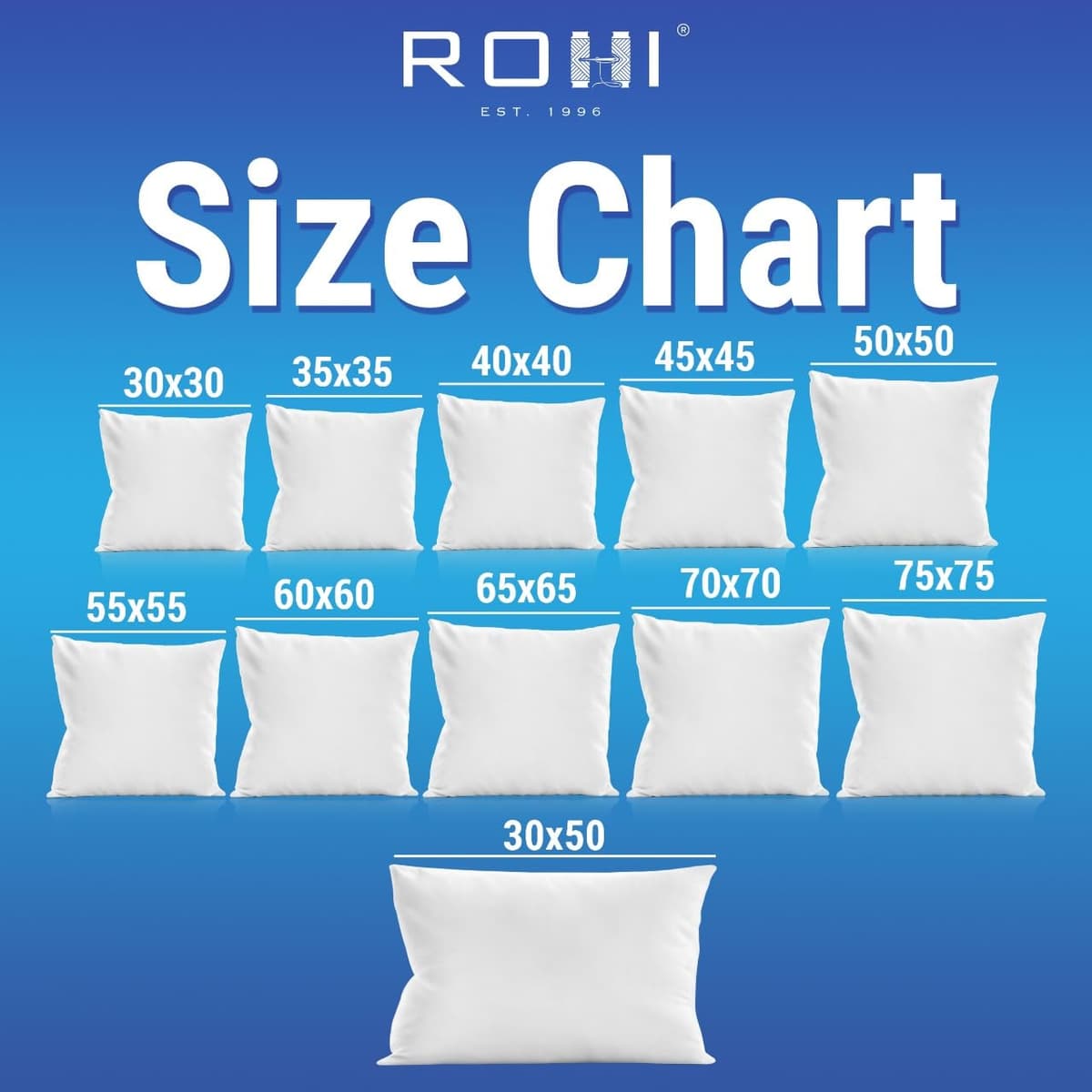 Rohi Set of 4 Hypoallergenic Cushion pads 45cm x 45cm - White polyster square Cushions - Standard stuffer pack of Cushion inserts 45cm x 45cm (Pack of 4 | 18"x18") — view 2