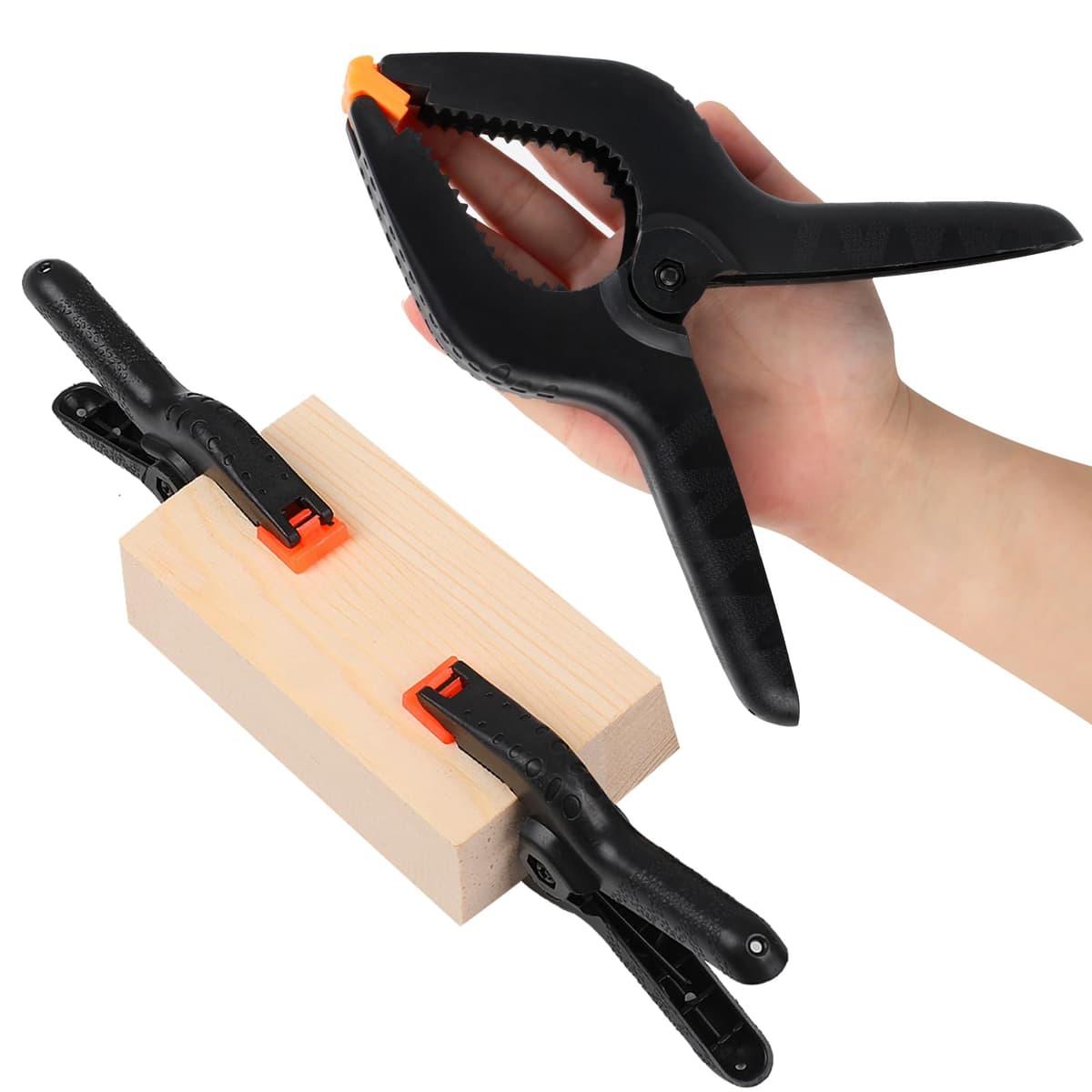 2 Pack Spring Clamps, 8.5inch Plastic Clips, Small Backdrop Clips, Clamps Heavy Duty, Spring Clips for Crafts, Backdrop Stand, Woodworking, Photography Studios (Black) — view 6