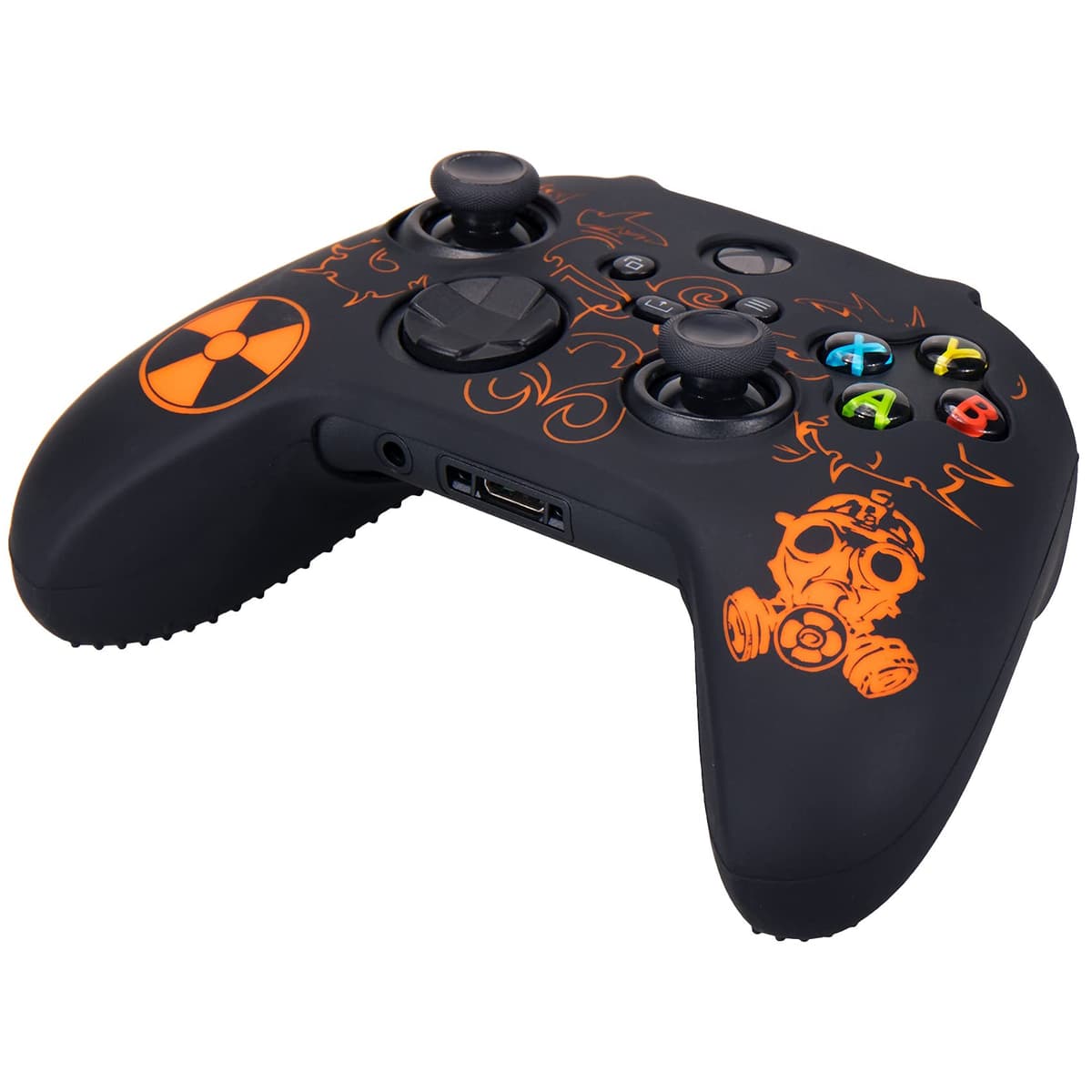 YoRHa Silicone Rubber Back Dots Carving Customizing Skin Cover for Xbox Series X/S Controller x 1(Radiation Orange) with Pro Thumb Grips x 10 — view 5