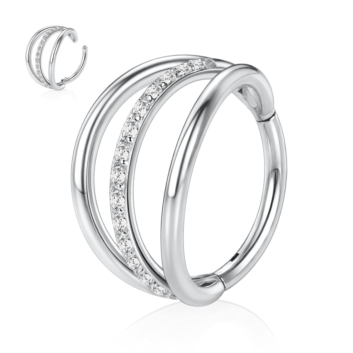 hengkaixuan Triple Double Nose Hoop Ring Sleeper Hoop Earring Helix Rook Conch Cartilage Daith Tragus Earrings Septum Ring Lobe Nose Piercing Jewellery for Women — view 78
