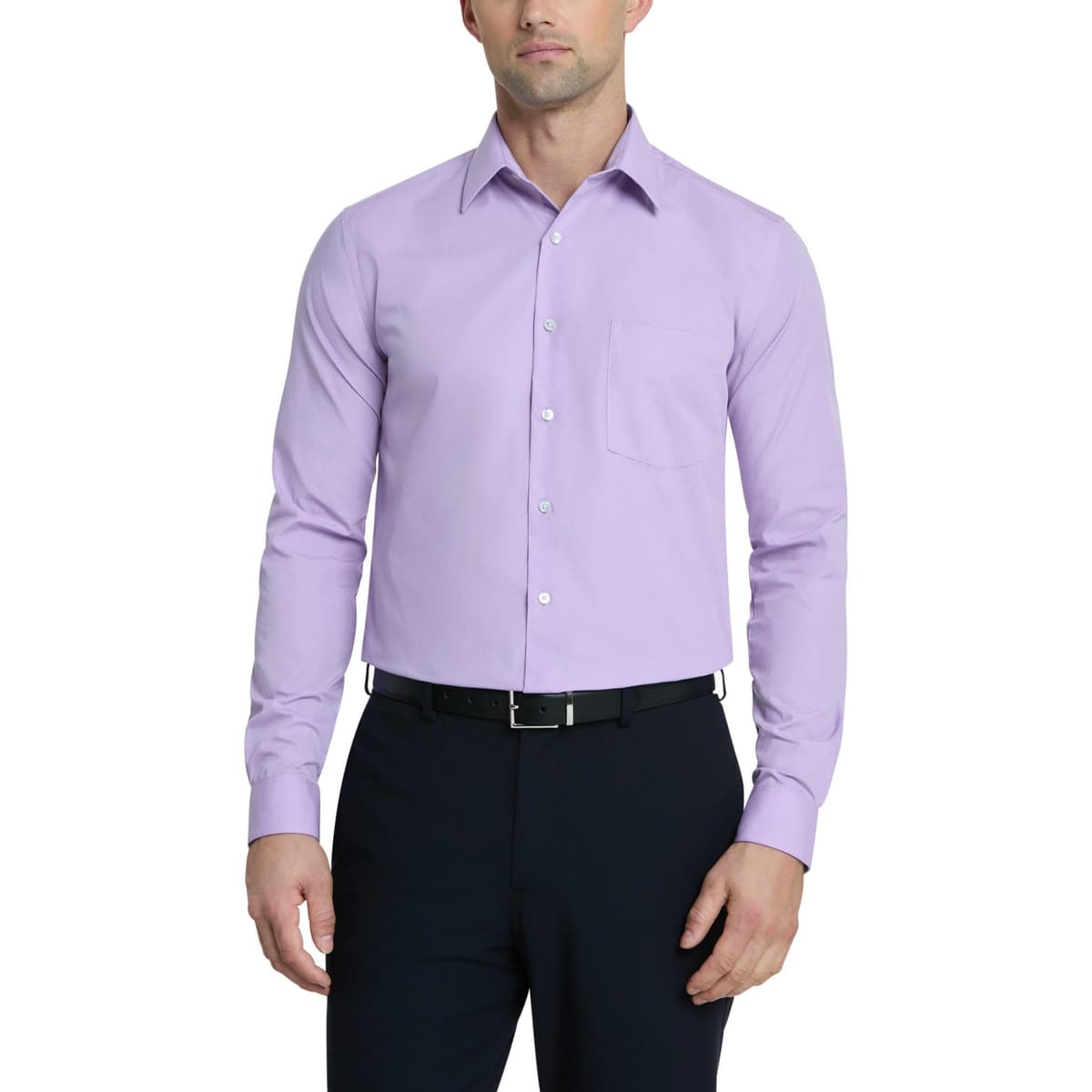 Van Heusen Mens Dress Shirt Regular Fit Poplin SolidDress Shirt — view 18