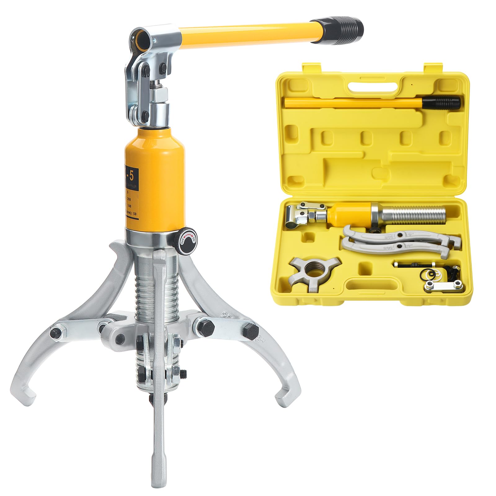 HSEAMALL 5T Hydraulic Puller, Wheel Hub Puller, 3 Jaw Hydraulic Puller, Inner Bearing Puller for Bearings, Wheel Bearing Puller, Wheel Bearing Puller,