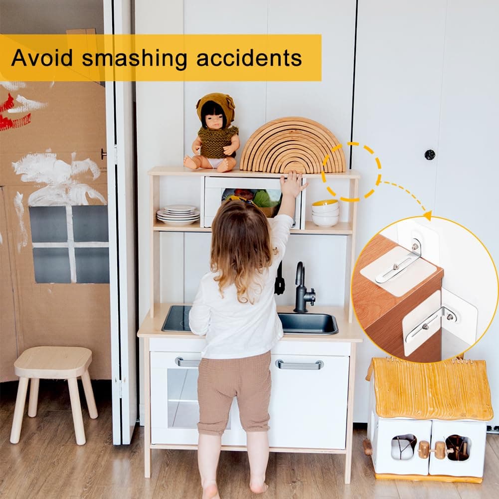 Anclaje Mueble Pared Sin Taladrar 4PCS, 7cm Grande Adhesivo Anclaje de Pared para Muebles Anclaje Pared Mueble Correas de Pared para Muebles Protección Infantil y Protección de Mascotas (4 Paquetes) — view 2