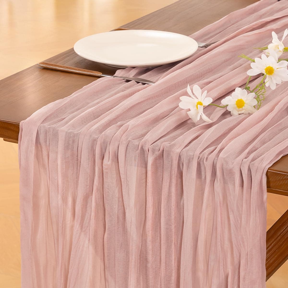 Socomi Beige Cheesecloth Table Runner Easter Spring Boho Rustic Gauze 120 inch 10FT Cheese Cloth Runner for Wedding Party Baby Shower Birthday Home Decor Holiday Decorations — view 57