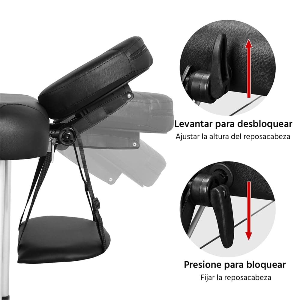 Yaheetech Camilla Masaje Plegable de 3 Zonas Camilla Estetica Portátil Profesional de de 92 cm de Ancho Altura Ajustale con Bolsa de Transporte Negro — view 4