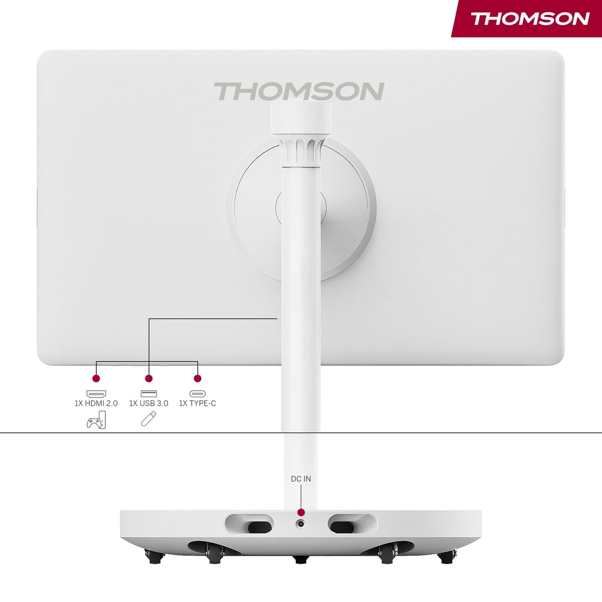 THOMSON Go Plus Pro Smart Touch Screen 27 Inches (69 cm) 4K UHD, Android, Voice Control, Hotspot, 9000 mAh Battery, 5MP Camera, Subwoofer, WiFi 6, Bluetooth, Portable Support - White — view 4