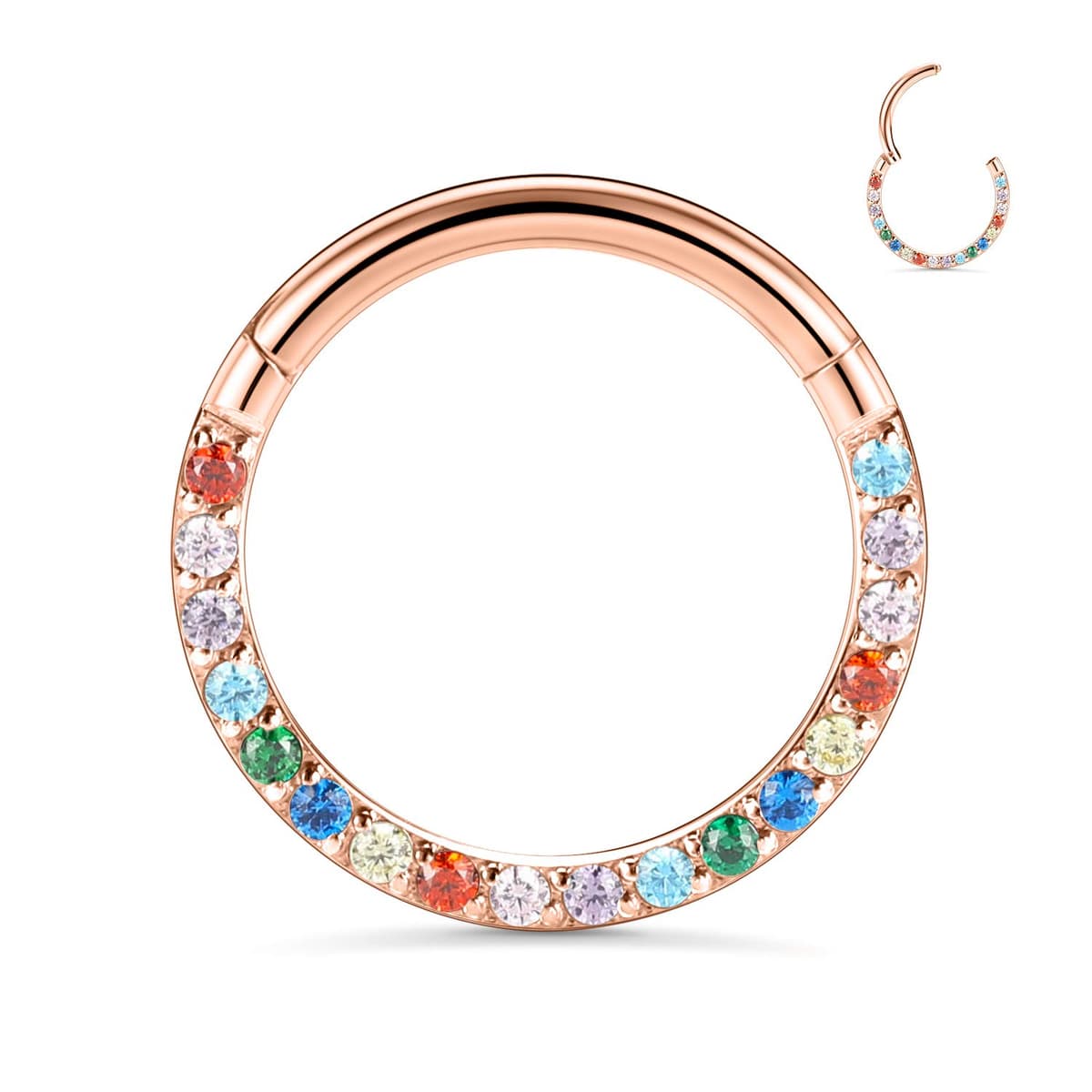 hengkaixuan CZ Opal Septum Jewellery Daith Ring Conch Hoop Seamless Clicker Ring Surgical Steel Rook Tragus Conch Piercing Jewellery Small Hoop Earring Nose Hoop Ring — view 24