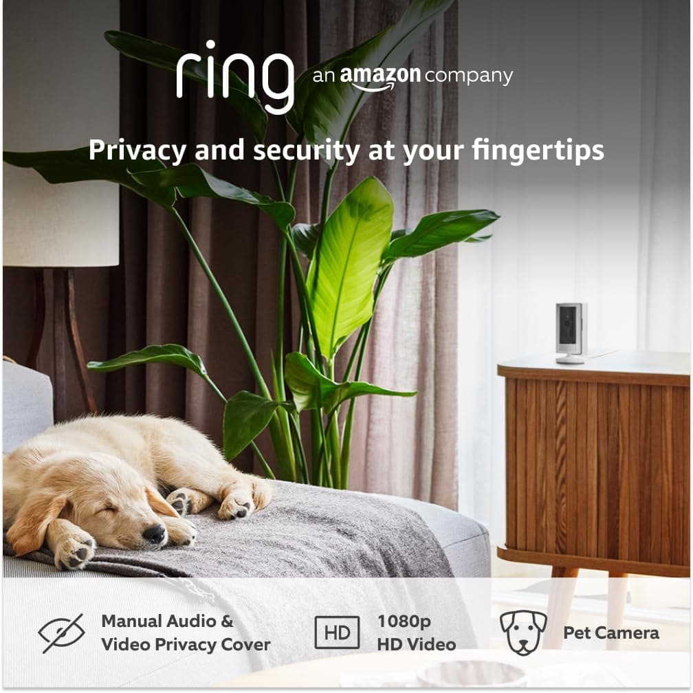 Ring Indoor Camera (2nd Gen) | Plug-In Pet Security Camera | 1080p HD, Two-Way Talk, Wifi, Privacy Cover, DIY | alternative to CCTV system | 30-day free trial of Ring Subscription Plan