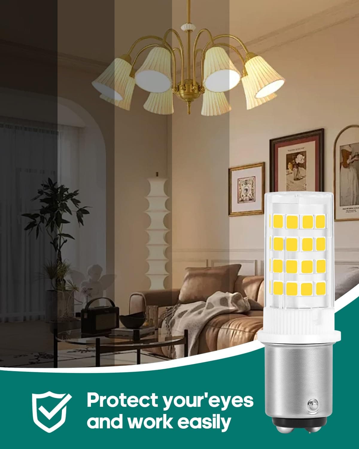 BA15D 12V -1076 LED Bulb for Marine Navigation Anchor Stern Lights Camper Trailer Motorhome Light Replacement ALR12, 1004 1130 1176 Double Contact Bayonet Base AC12V/DC12-24V (6000K Cool White, 4Pack) — view 3