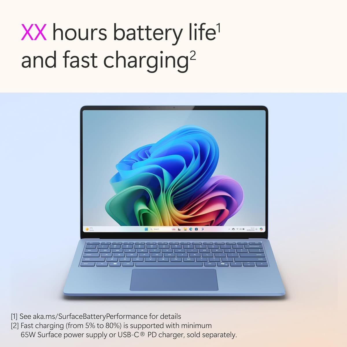 Microsoft Surface Laptop | Copilot+ PC | 13.8” Touchscreen | Snapdragon® X Elite (12 cores) | 16GB Memory | 1TB SSD | 2024 Model, 7th Edition | Sapphire — view 11