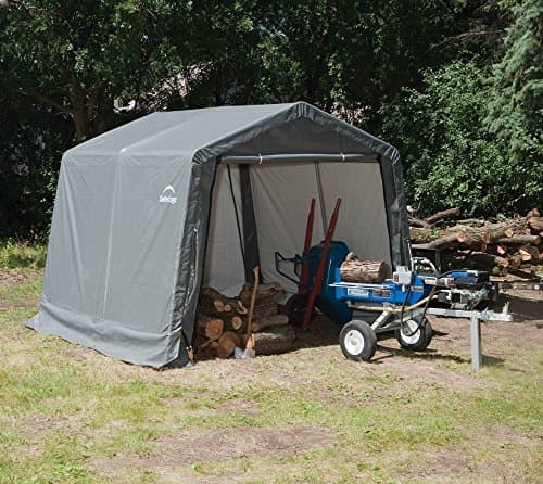 ShelterLogic 10' x 10' Shed-in-a-Box All Season Outdoor Storage Shed with Waterproof Cover and Heavy Duty Reusable Auger Anchors, Grey — view 3