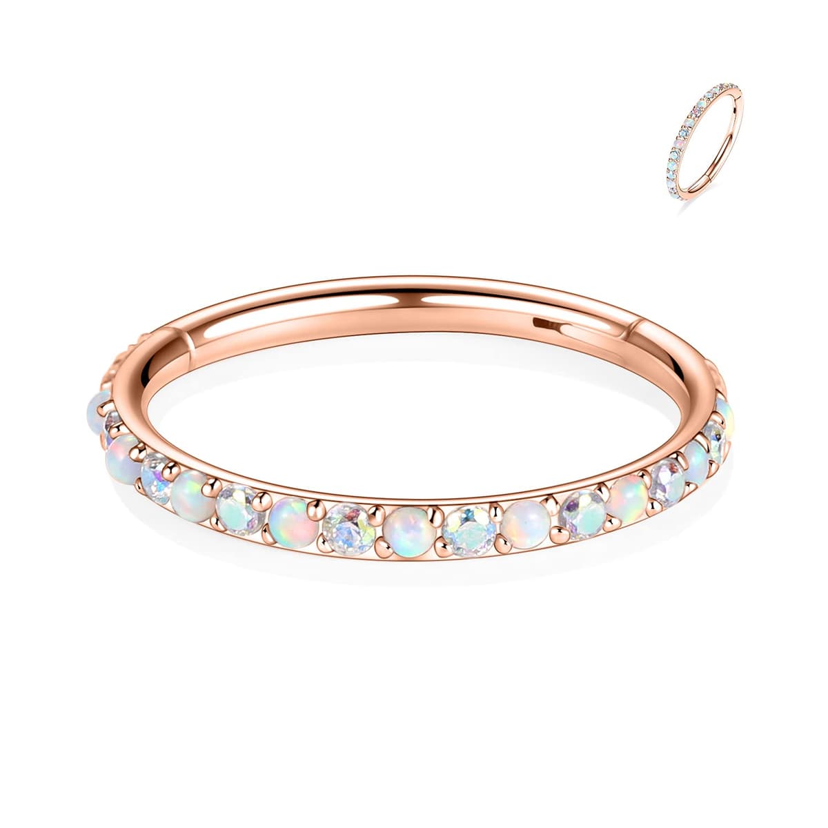 hengkaixuan CZ/Opal Nose Rings Conch Jewellery Septum Clicker 316L Surgical Steel Segment Ring Helix Cartilage Earrings Hoop Daith Tragus Rook Piercing Jewellery — view 44