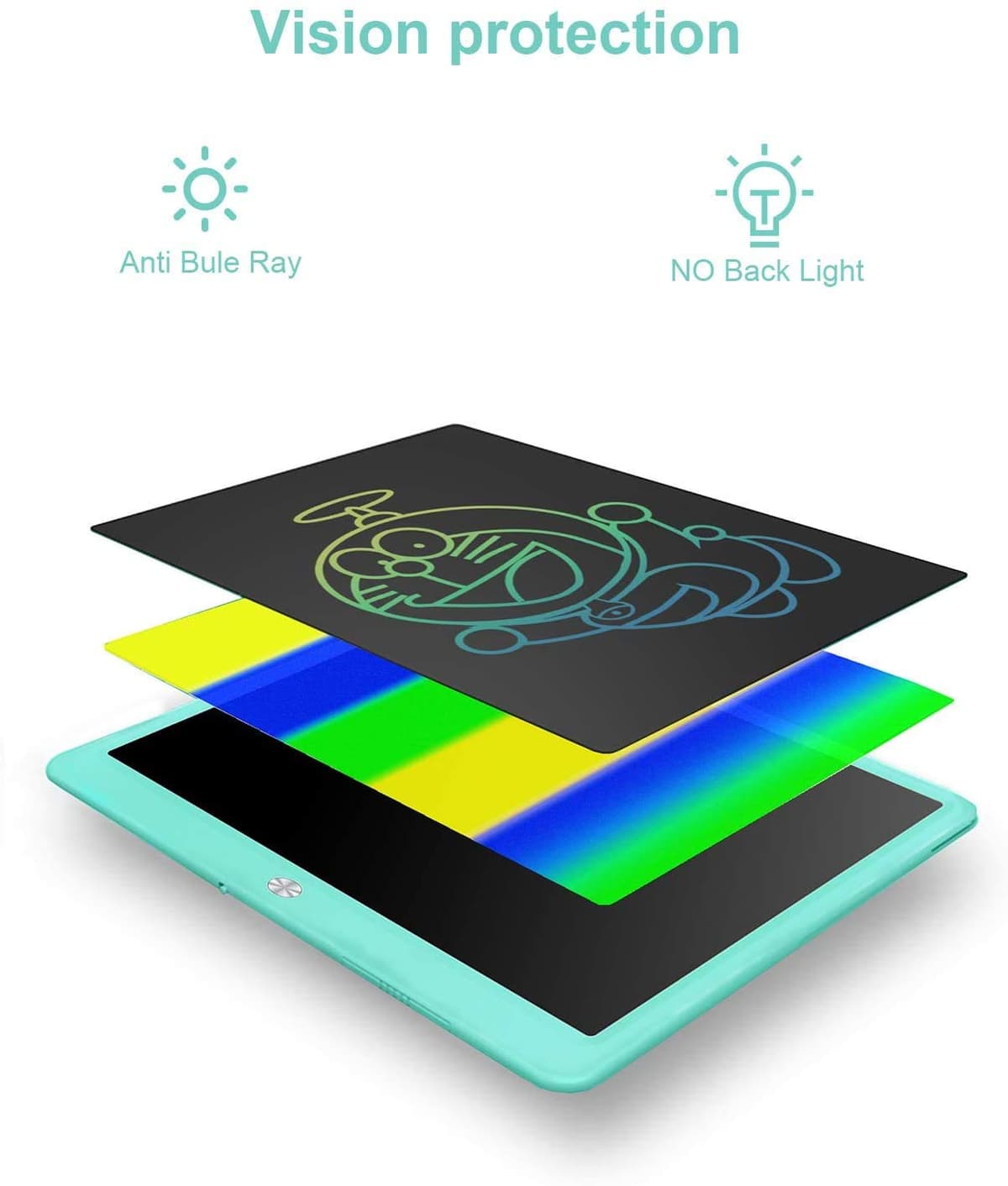 LCD Writing Tablet, Extra Large 15 Inch, Colorful, Erasable Electronic Digital Drawing Pad Doodle Board, Gift for Kids Adults Home School Office (Blue) — view 4