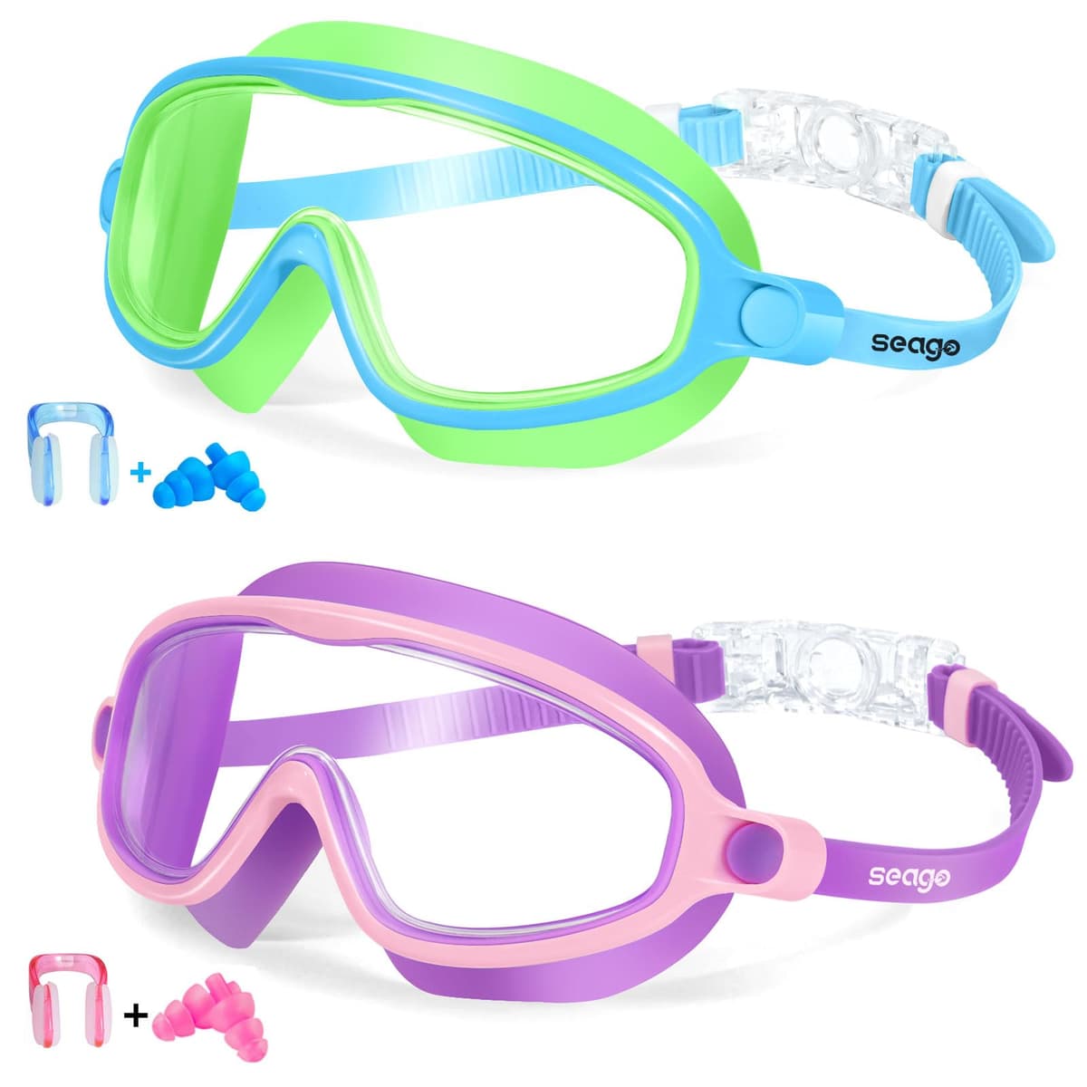 Seago Swim Goggles 2 Pack Anti-Fog Anti-UV Wide View Swimming Goggles for Kids 3-14 — view 13