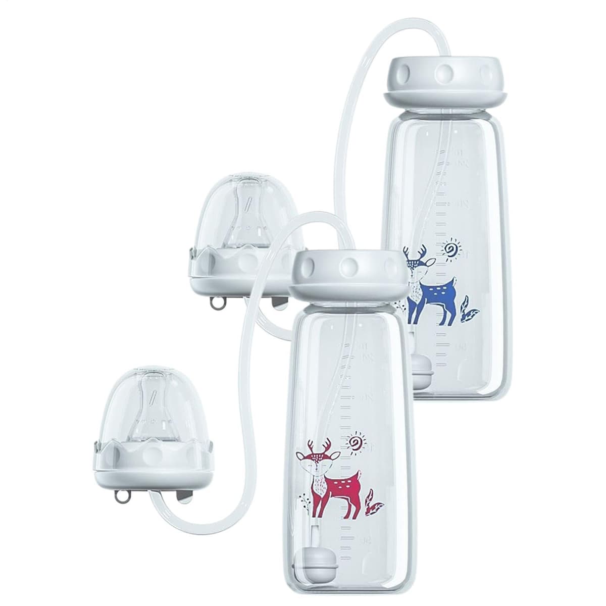 2 Anti-Colic Feeding Bottle - 240ml Silicone Feeder with Nipple Straw, Adjustable Fast Flow Milk Bottle for Kids 3 Months and Older, Home Bedroom Living Room Hotel Travel Camping