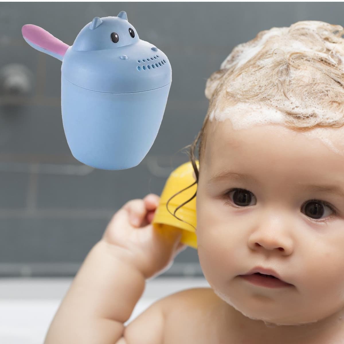 tazadeenjuaguecon ú para bebés - tazadeenjuaguede bañode hipopótamo de Dibujos Animados | Cuchara para Agua de bañode bebé PP de 19x15x7cm para Lavar el Cabello, tazadeenjuaguede — view 2