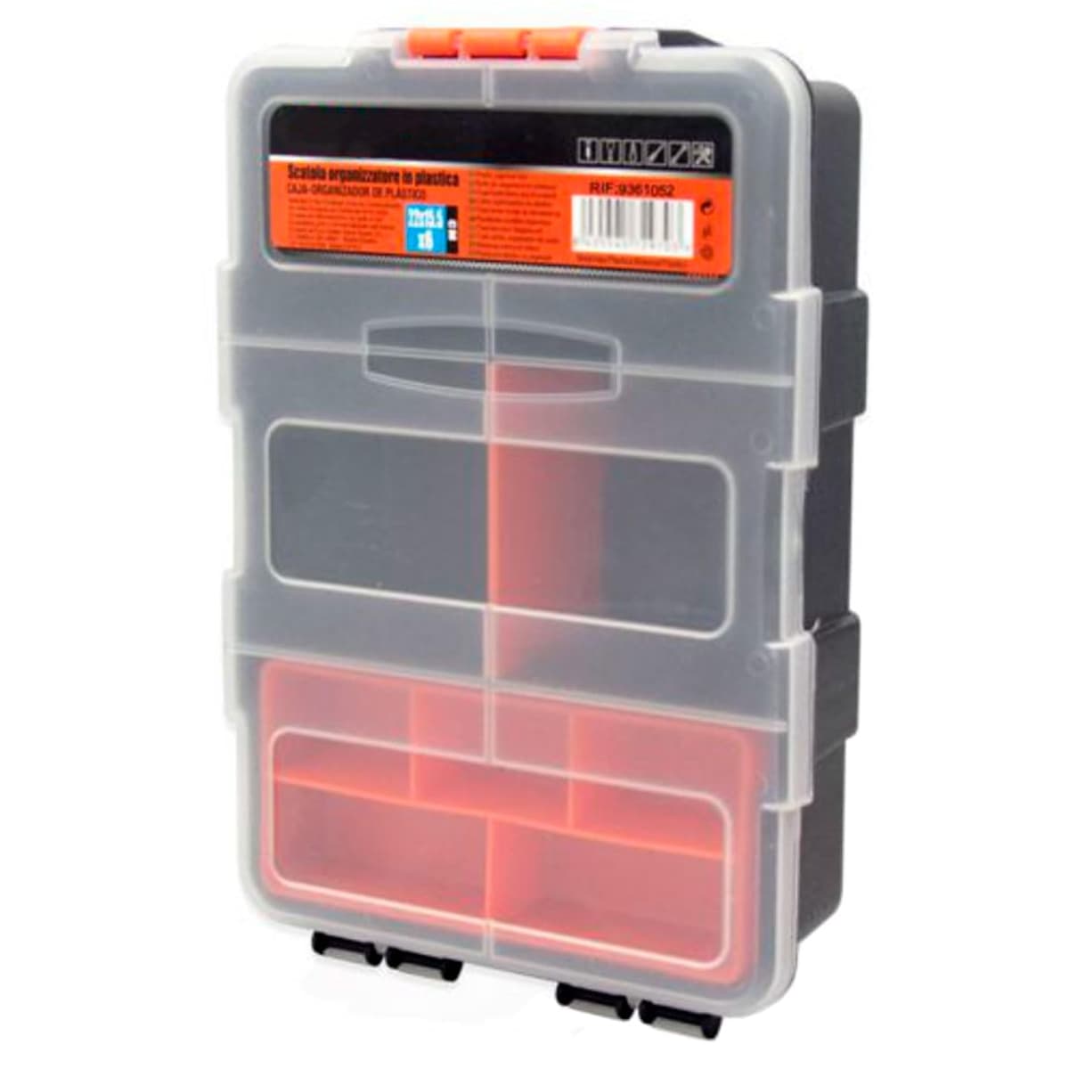 AC - Caja organizadora con múltiples Compartimentos y Bandeja Interior - Plástico - Almacenamiento de Herramientas, Tornillos, Accesorios Pesca - 22 x 15,5 x 6 cm — view 3
